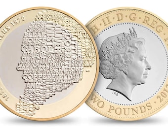 Moneda de 2 libras circulada Reino Unido 2012 - Dikens