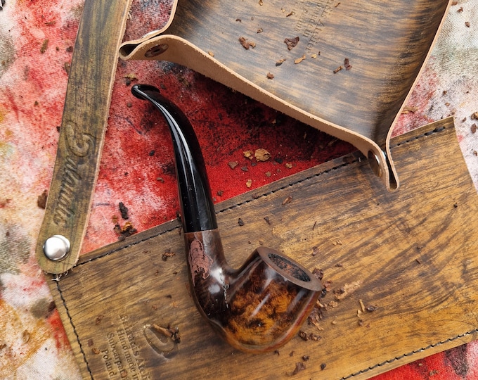 Briar Tobacco Pipe Handmade, New Storm #120 Belfast Contrast RAW Yellow Smooth, 9mm Filter Smoking Pipe, Gift for Pipe Smoker