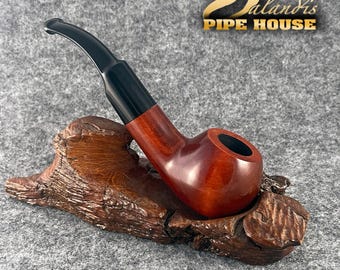 Pear Wood Tobacco Pipe Handmade, #2 Guaviare Trawer Teak Smooth, 9mm Filter Smoking Pipe, Gift for Pipe Smoker
