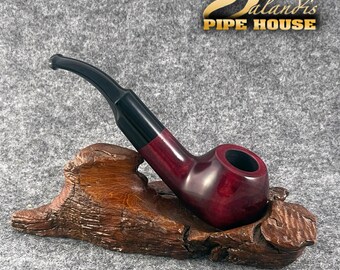 Pear Wood Tobacco Pipe Handmade, #2 Guaviare Rubin Red Smooth, 9mm Filter Smoking Pipe, Gift for Pipe Smoker