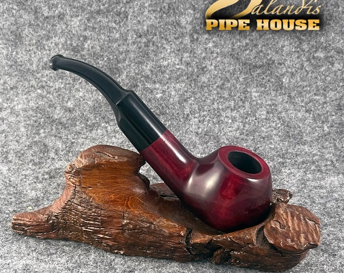 Pear Wood Tobacco Pipe Handmade, #2 Guaviare Rubin Red Smooth, 9mm Filter Smoking Pipe, Gift for Pipe Smoker