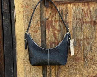 Bruno Balandis The Drip B leather bag in black Hair-on natural cow leather