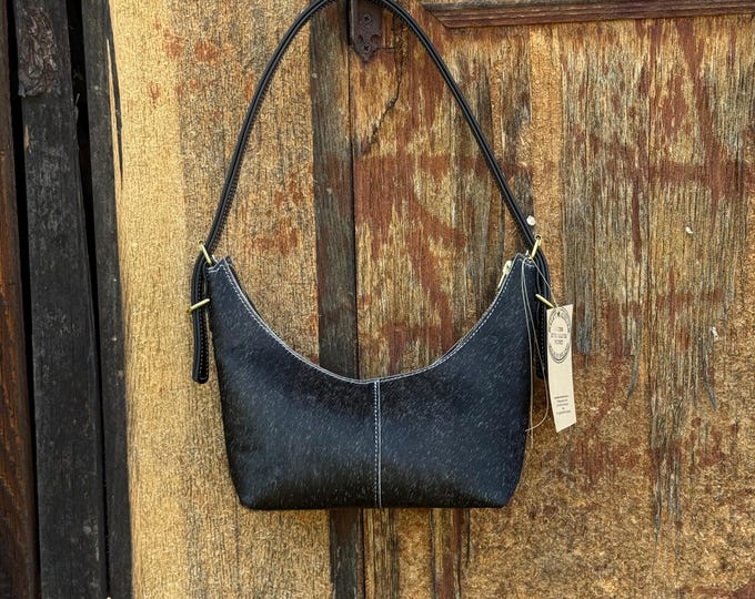 Bruno Balandis The Drip B leather bag in black Hair-on natural cow leather