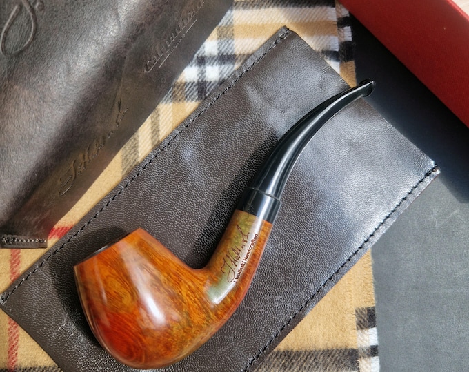 Briar Tobacco Pipe Handmade, Nr 21 CHAMP Grain, 9mm Filter Smoking Pipe, Gift for Pipe Smoker