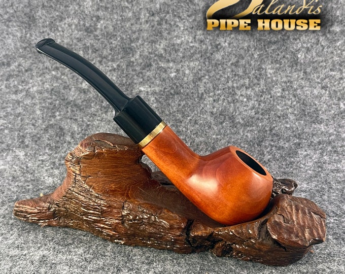 Balandis #7 Yellowstone Trawer Teak Smooth (9mm) Handmade Pear Wood Tobacco Smoking Pipe 30g/1.06oz