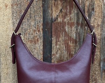 Bruno Balandis The Drip B leather bag in Bordeaux Burgundy full grain natural pull up leather