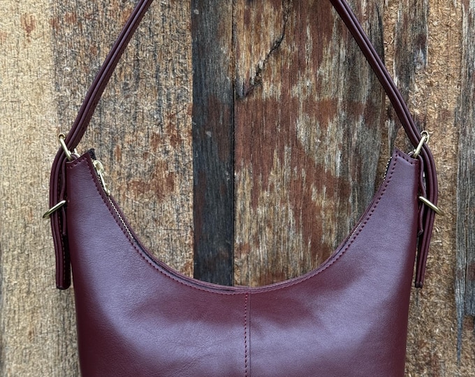 Bruno Balandis The Drip B leather bag in Bordeaux Burgundy full grain natural pull up leather