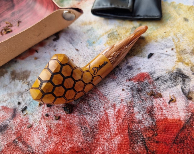 Balandis Honey Bee Yellow Collection #138 Nosewarmer Smooth (9mm) Handmade Briar Tobacco Smoking Pipe 30g/1.05oz