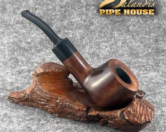 Balandis #4 Gambia Brun Brown Smooth (9mm) Handmade Pear Wood Tobacco Smoking Pipe 50g/1.76oz