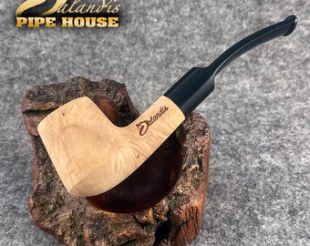 Briar Tobacco Pipe Handmade, Limited Edition #111 Daugava RAW Smooth, 9mm Filter Smoking Pipe, Gift for Pipe Smoker