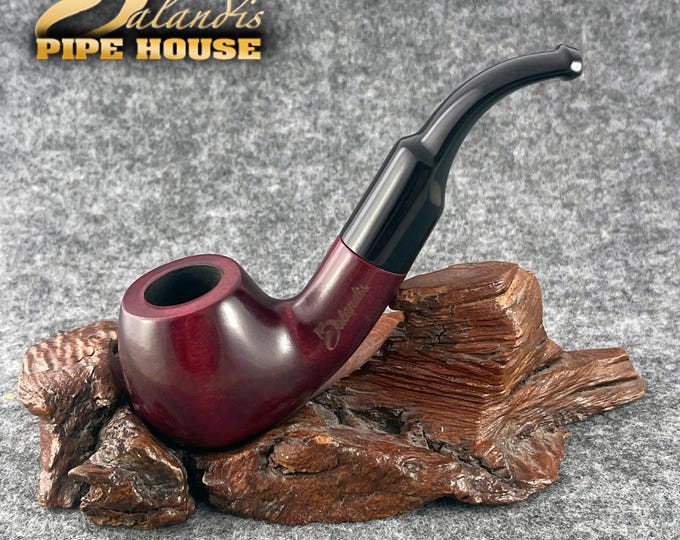 Pear Wood Tobacco Pipe Handmade, #15 Dniepr Rubin Red Smooth, 9mm Filter Smoking Pipe, Gift for Pipe Smoker