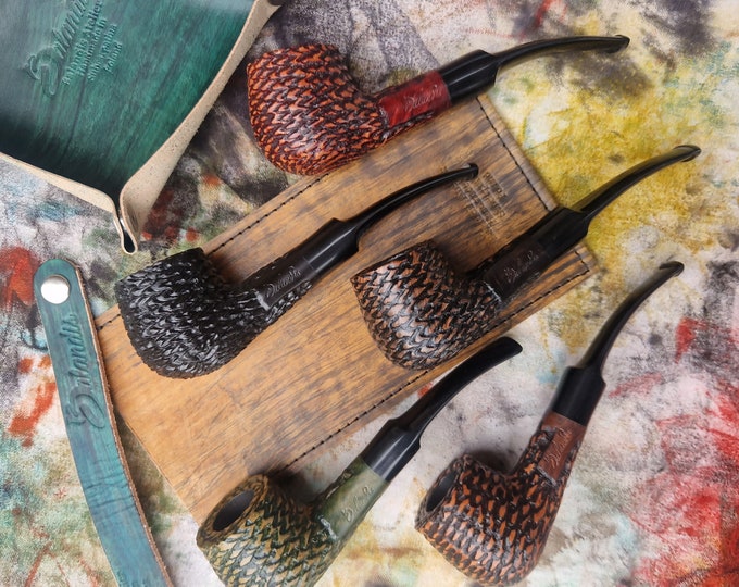 Balandis #618 Brother Rusticated Carved (9mm) Handmade Briar Tobacco Smoking Pipe 50g/1.76oz