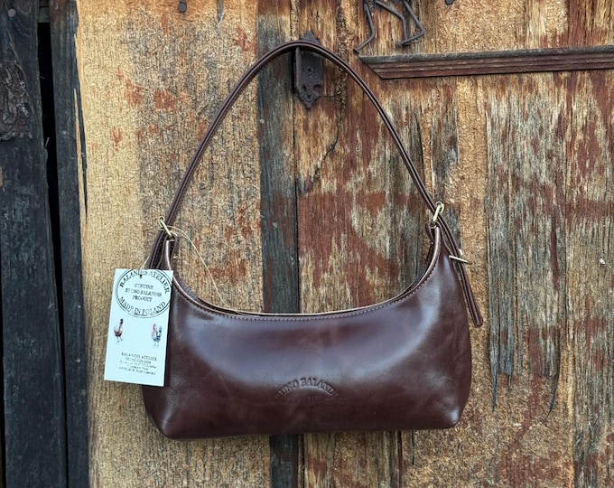 Bruno Balandis The Drop BV leather bag in Bally Brown full grain natural pull up leather