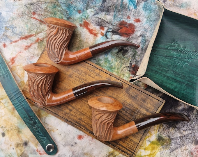 Balandis Unique Uniques Collection #140 Calabash Antler Natural Carved (9mm) Handmade Briar Tobacco Smoking Pipe 50g/1.76oz