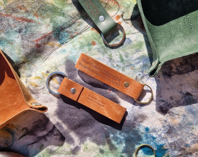 Balandis Atelier Custom Key Chain, your own text or image, customise your keychain, leather keychain