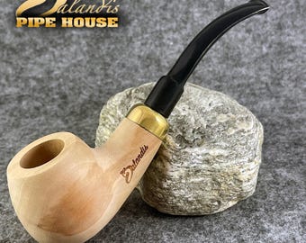 Pear Wood Tobacco Pipe Handmade, #5 Bermejo RAW Smooth, 9mm Filter Smoking Pipe, Gift for Pipe Smoker