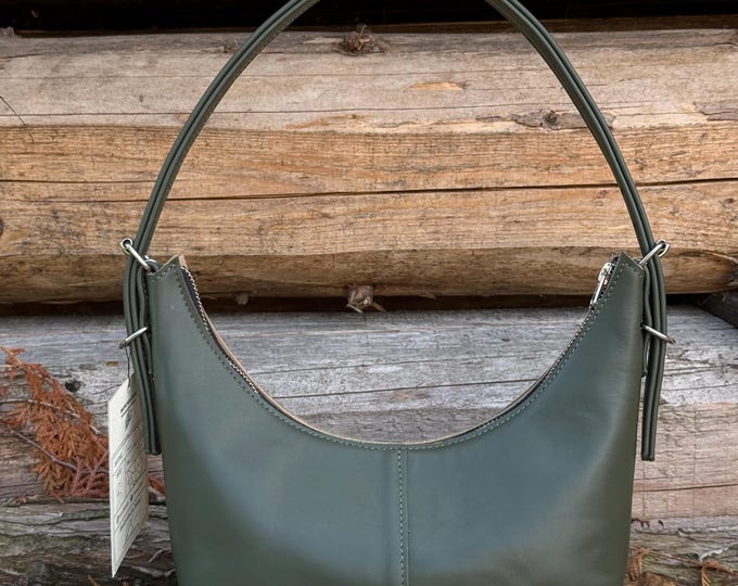 Bruno Balandis The Drip B leather bag in Dirty Martini Green full grain Semi-aniline leather