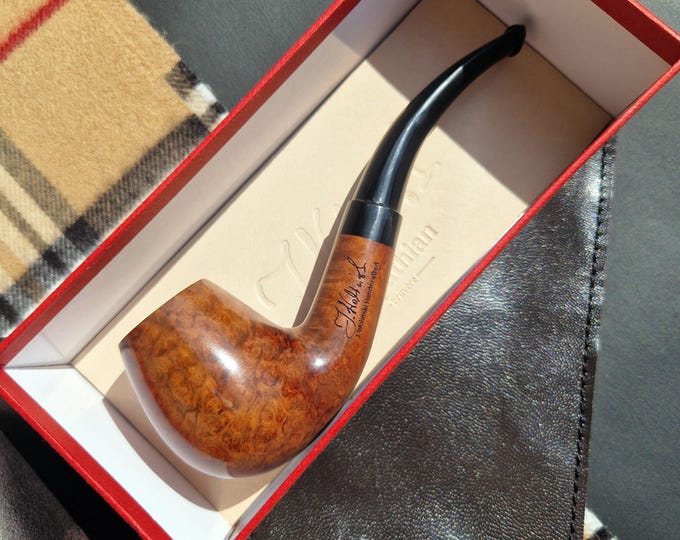 Briar Tobacco Pipe Handmade, Nr 13 Pure Grain, 9mm Filter Smoking Pipe, Gift for Pipe Smoker