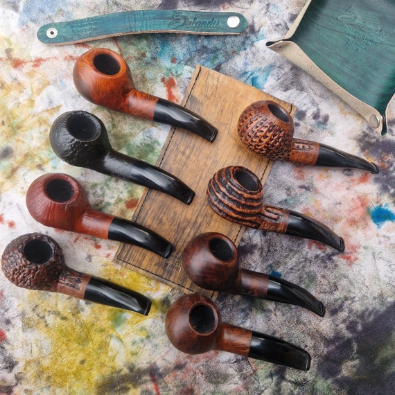 briar tobacco pipes Balandis #602 Bison Bent Apple (9mm) Handmade Briar Tobacco Smoking Pipe  60g/2.12oz