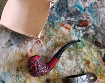 Briar Tobacco Pipe Handmade, 25 CONTRAST Pink Flames DEEP CARVED, 9mm Filter Smoking Pipe, Gift for Pipe Smoker