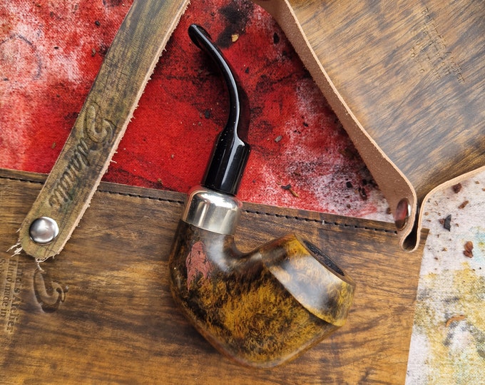 Balandis New Storm #119 Oom Paul Contrast RAW Yellow Smooth (9mm) Handmade Briar Tobacco Smoking Pipe 65g/2.3oz Army Mount