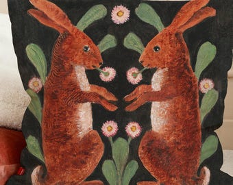 Whimsical Pillow Case: Bunny Rabbit Home Decor