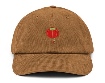 Embroidered Tomato Pincushion Corduroy Dad Hat - Sewing Gift