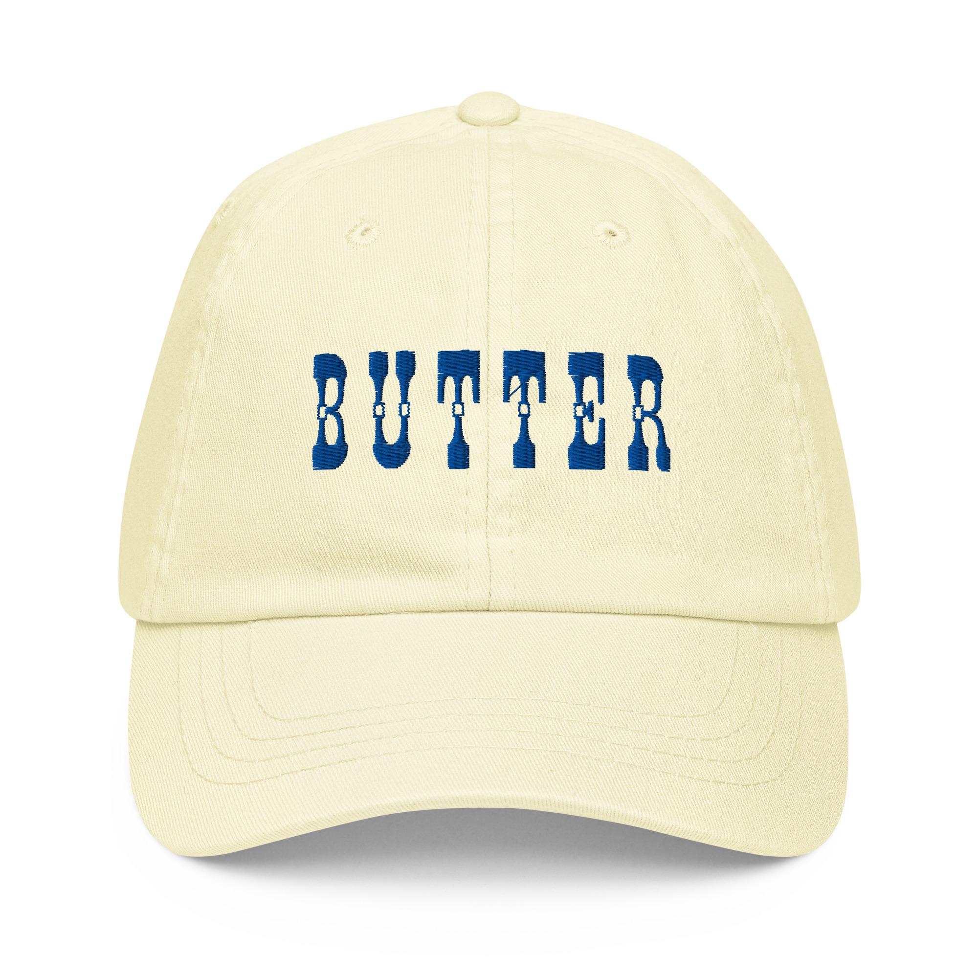 Embroidered Butter Baseball Hat: Western Font Pale Yellow  display picture 3