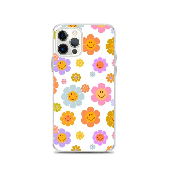 Smile Face Flower Phone Case White Background Iphone 13 Etsy