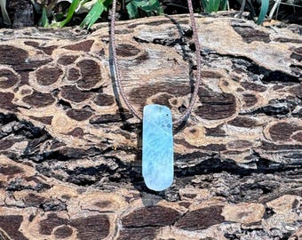 Raw Aquamarine Crystal Slab Rough Stone Pendant Necklace-Stone of The Sea-Men Gift-Women's Gfit-Aquamarine Jewelry-Turquoise