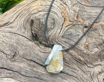 Natural Genuine Ocean Jasper Pendant Crystal Cotton Necklace-Women's Gift-Men's Gift-Women's Jewelry-High Quality-Ocean Jasper Adjustable
