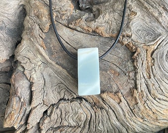 White Glowing Rough Cut Moonstone Rectangular Natural Gray White Gemstone Genuine-Leather Men's Gift-Handmade-Women's Gift-Bohemian Chic