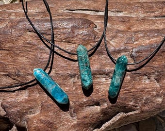 Blue Small Apatite Points Natural Crystal Stone Pendant Turquoise Rock Gemstone Necklace-Blue Crystal-Women Gift-Men Gift Idea Undertow