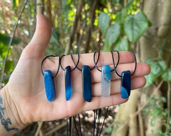 Surfer Forever~Blue Turquoise Agate Crystal Pendant Discounted Necklace-Men Gift-Women Blue Rock Healing-Turquoise Necklace-Teal Gem Boho