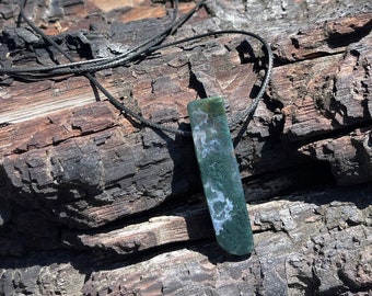 Moss Agate Slab Crystal Pendant Natural Stone Necklace-Green Rock-Green Gemstone-Tree Agate-Green Chalcedony-Green Adjustable Crystal Stone