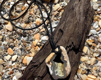 Natural Florida Stone Pendant Raw Jewelry Necklace Large Boho Gift