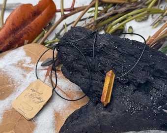 Collar con colgante de cristales ojo de tigre amarillo dorado, joyería natural hecha a mano para hombre, regalo para mujer.