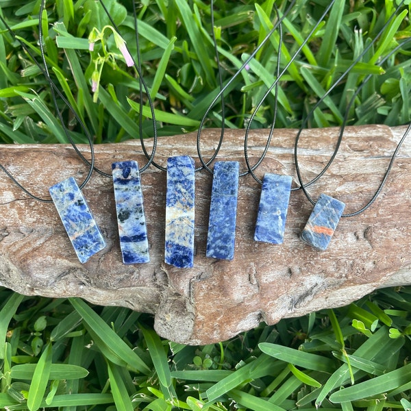 True Wind-Natural Sodalite Slab Stone Blue Rock Surfer Necklace-Men Gift-Women' Healing Sodalite Genuine Jewelry Handmade Husband Adjustable