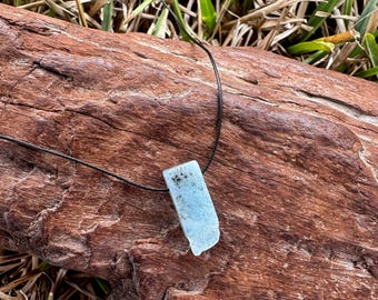 Aquamarine Blue Stone of The Sea Natural Raw Slab Pendant Necklace Men's Surfer Gift Women's Birthstone March Turquoise Boho