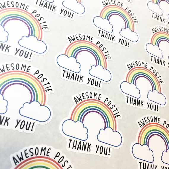Thank you postie rainbow stickers labels 