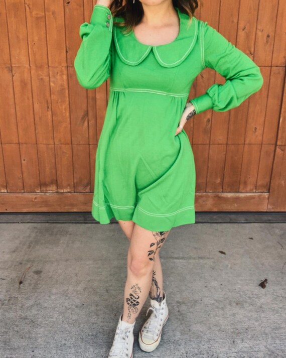 1960’s Vintage Mini Dress Day Glo Green