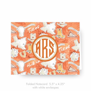 Texas Notecards, Personalized Stationery, Monogrammed Notecards, Longhorn Fans