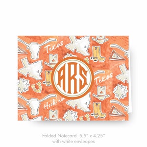 Texas Notecards, Personalized Stationery, Monogrammed Notecards, Longhorn Fans