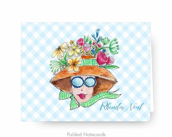 Garden Girl Notecards, Personalized Stationery, Monogrammed Stationery, Gardening Gifts, Folded Notes & Envelopes