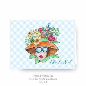 Garden Girl Notecards, Personalized Stationery, Monogrammed Stationery, Gardening Gifts, Folded Notes & Envelopes