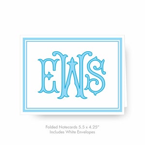 Personalized Monogrammed Notecards, Interlocking Monogram, Personalized Stationery Set, Set of 24 with envelopes