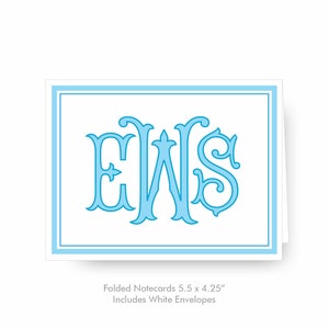 Personalized Monogrammed Notecards; Stationery Set with 24 Envelopes; Classic Romanesque Design