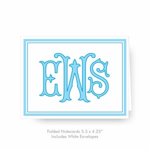 Personalized Monogrammed Notecards, Interlocking Monogram, Personalized Stationery Set, Set of 24 with envelopes image 1