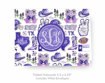 Personalized TCU Stationery: Monogrammed Horned Frog Notecards & Gifts