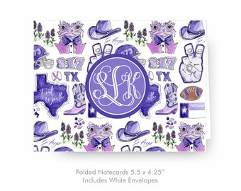 Horned Frog Notecards, Fort Worth Notecards, College Gifts, Graduation Notecards, Qty 24